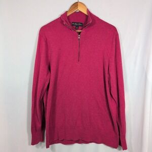 Brooks Brothers Sweater Mens XL Red Supima Cotton 1/4 Zip Mock Neck Pullover